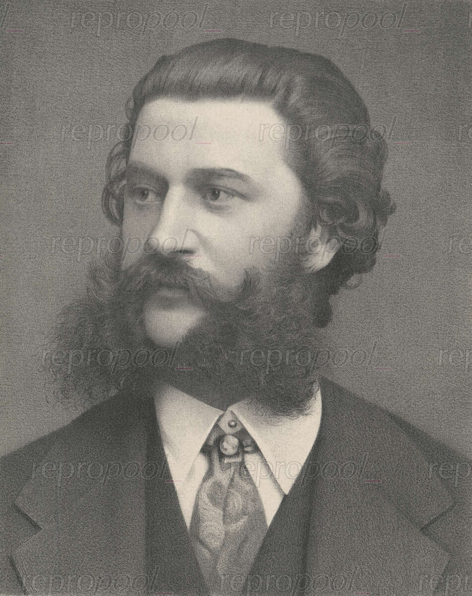Johann Strauß; Lithografie von Georg Engelbach;<br>nach: Fotografie von Xaver Massak (1870)