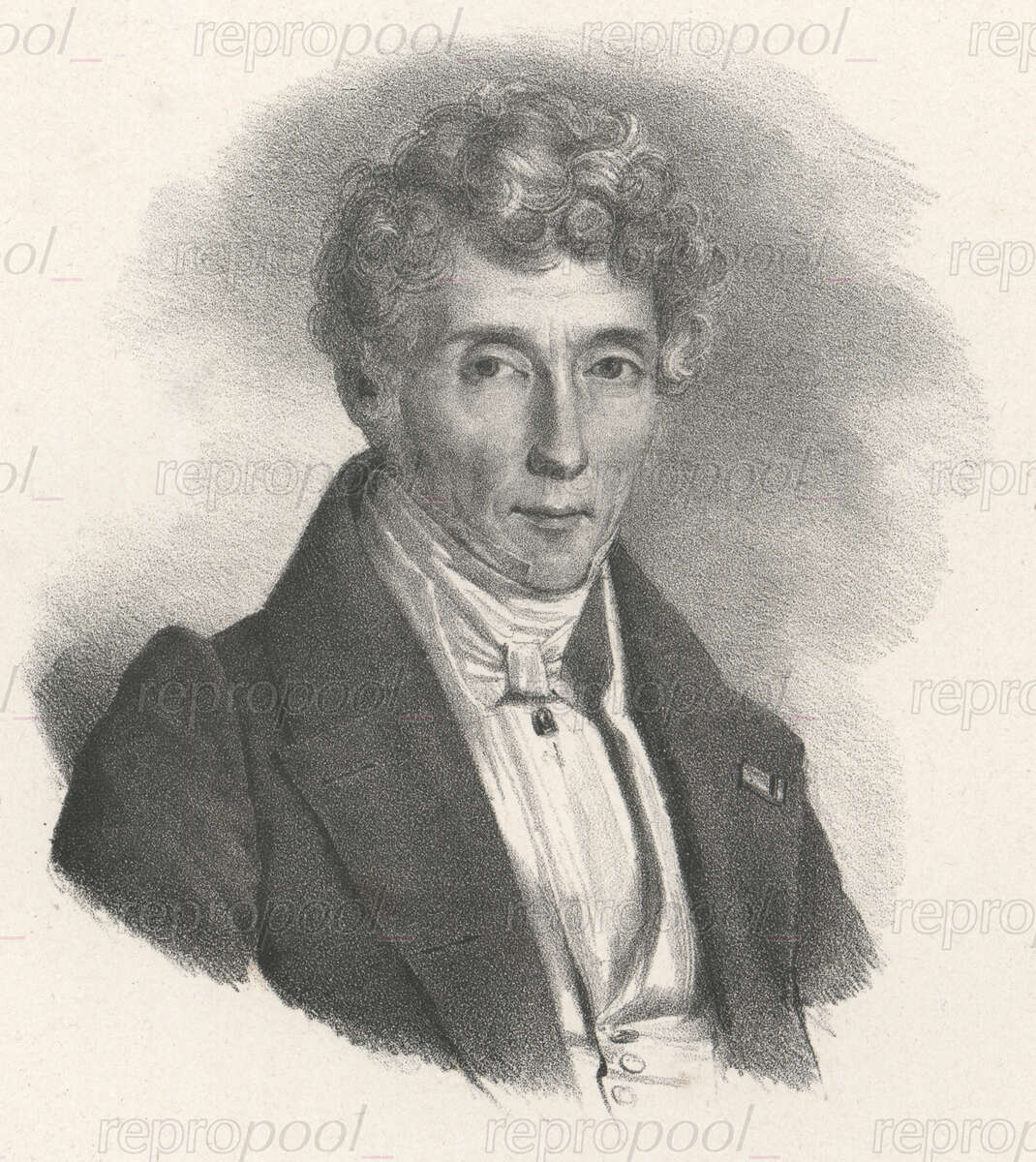 Luigi Cherubini; Lithografie von unbekannter Hand (um 1890);<br>nach: Punktierstich von unbekannter Hand (1832)