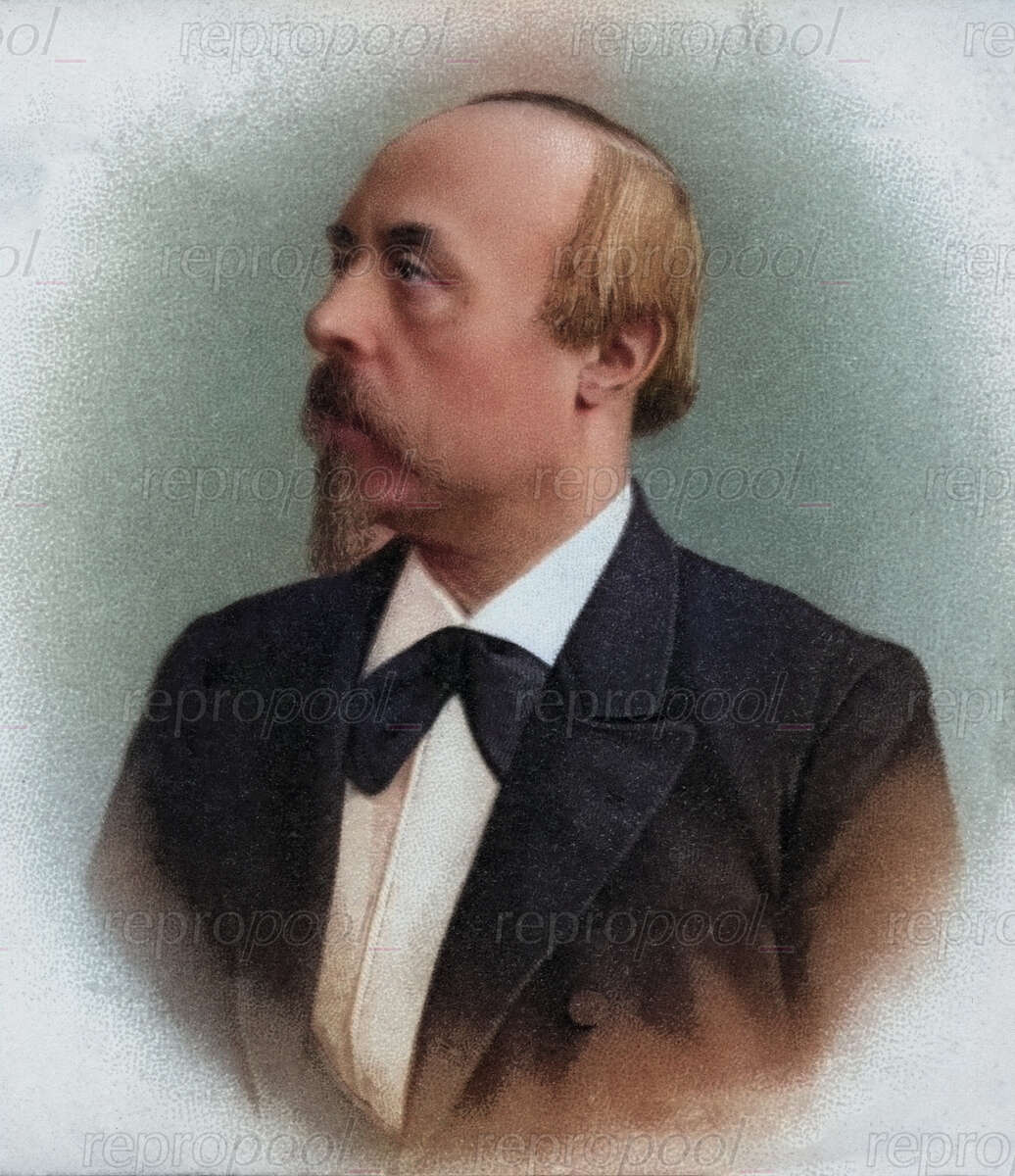 Hans von Bülow; Lithografie von unbekannter Hand;<br>nach: Fotografie von Carl Braasch (1889)